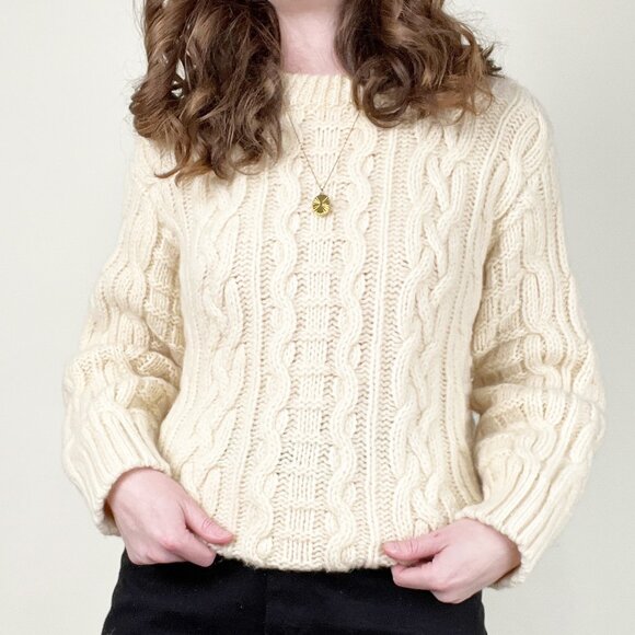 Vintage Irish Aran Fisherman Sweater Cable Knit Ireland Old Money Quiet Luxury - Picture 5 of 8